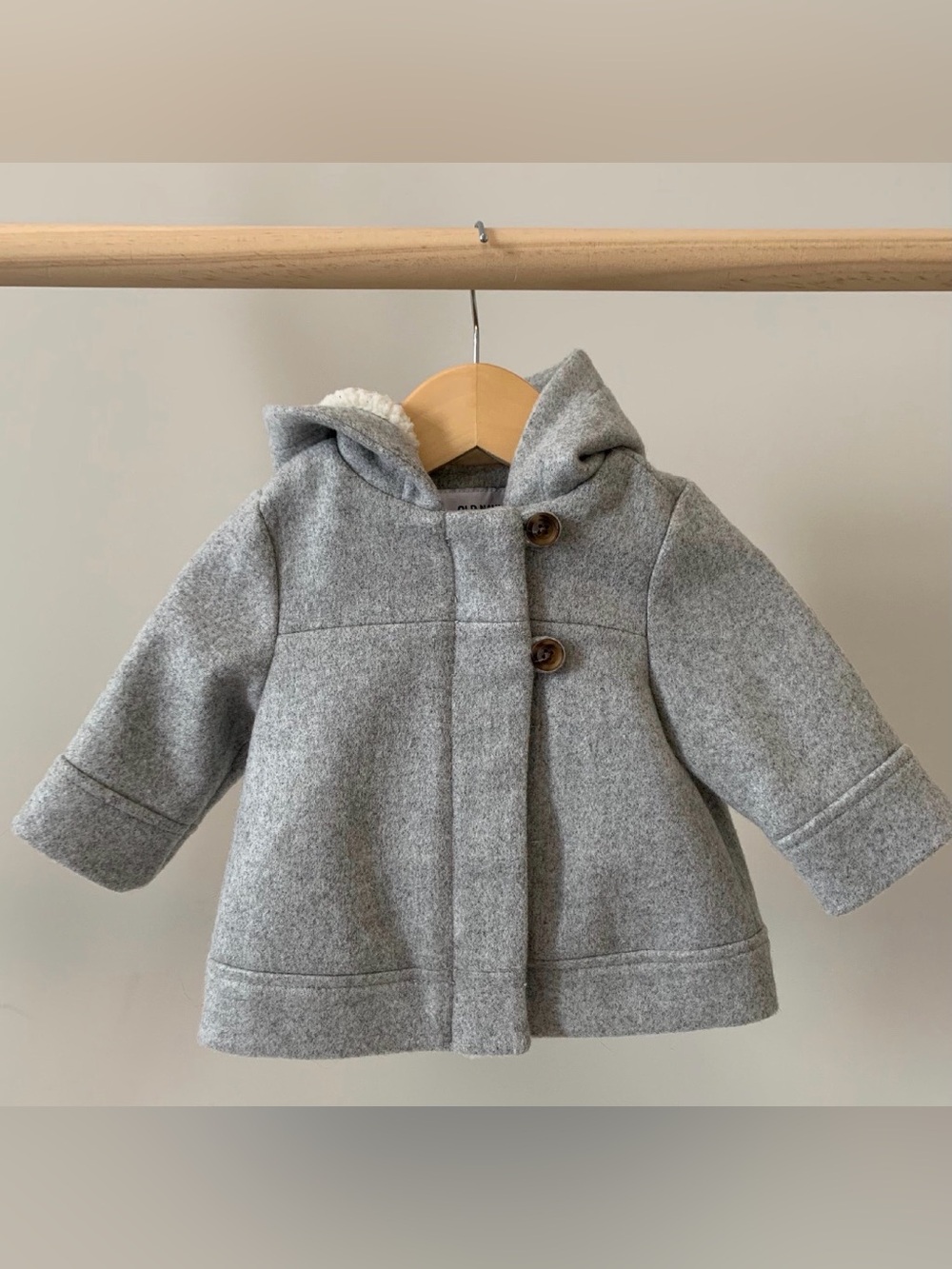 Old Navy Toddler Hooded Pea Coat in Gray 3-6M